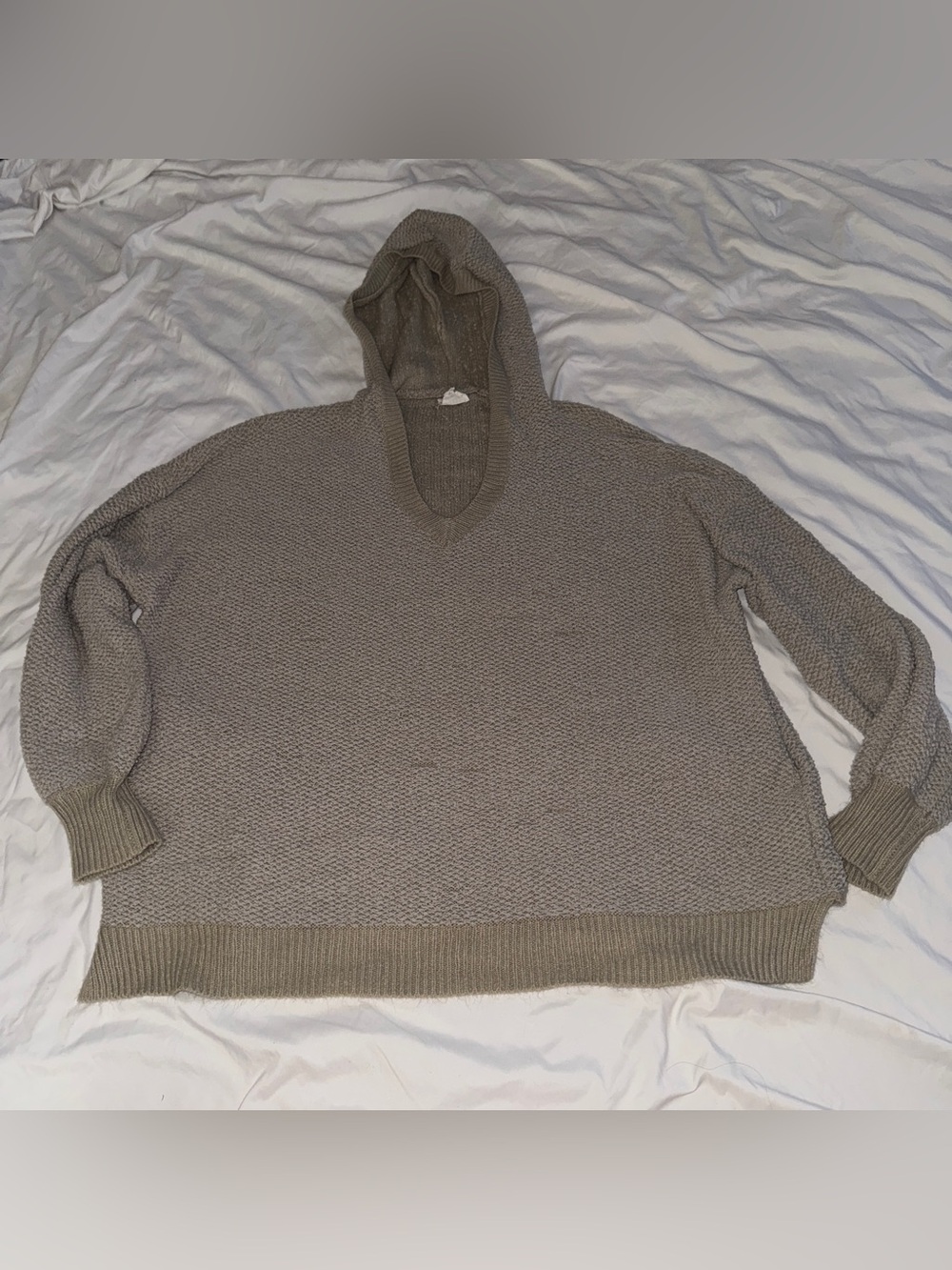 BiBi women's Crewneck Hooded Knit Sweater in Taupe
